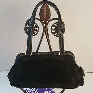 Black faux fur bag